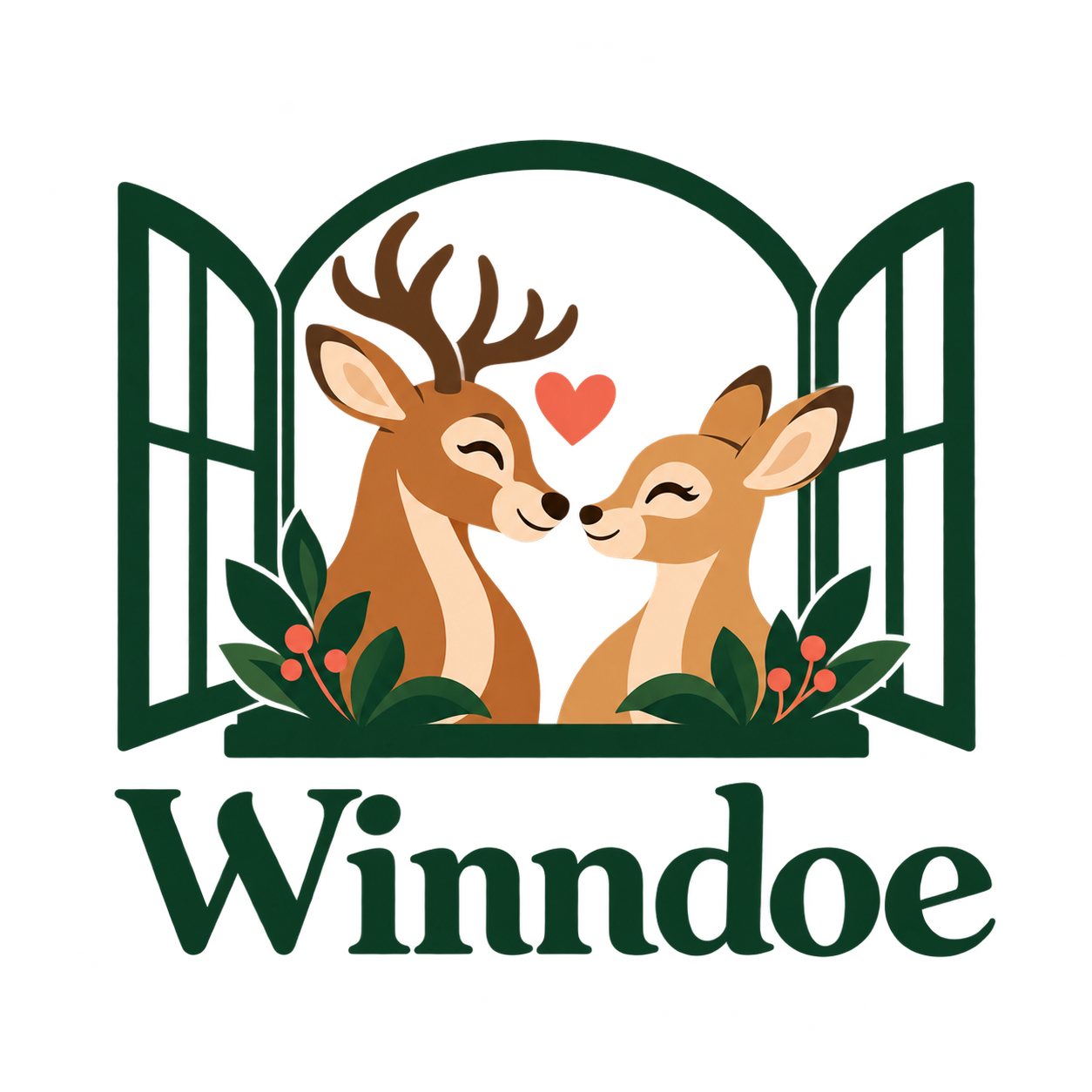 Two deer happy to see each other through a window